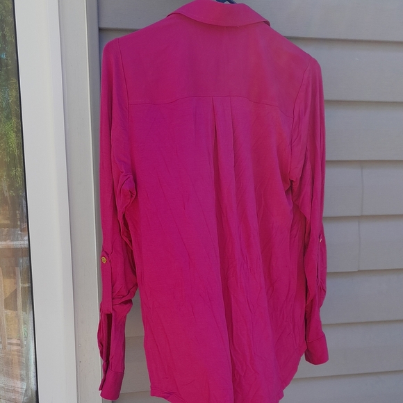 NWOT Michael Kors Womens M Magenta Long Sleeve  Blazer with Gold Details - Picture 4 of 4